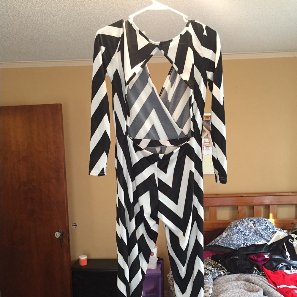 Black and white jump suit